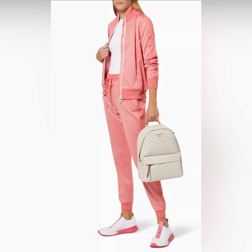 Michael Kors Logo Jacquard Pink Coral Track Jacket & Joggers XS